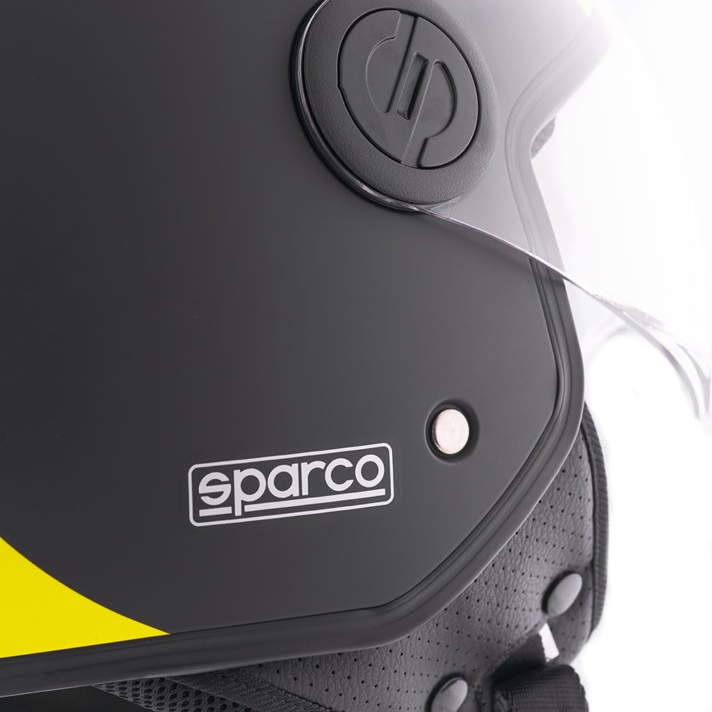 Sparco Riders Casque Demi-Jet SP601 Homologué ECE 22.06 avec Visière Anti-Rayures et Déclenchement Micrométrique, Noir, Large, Adulte, Mixte | Homologué ECE 22.06, Adulte, Idéal pour la Ville, Homme et Femme, Casque Moto et Cyclomoteur