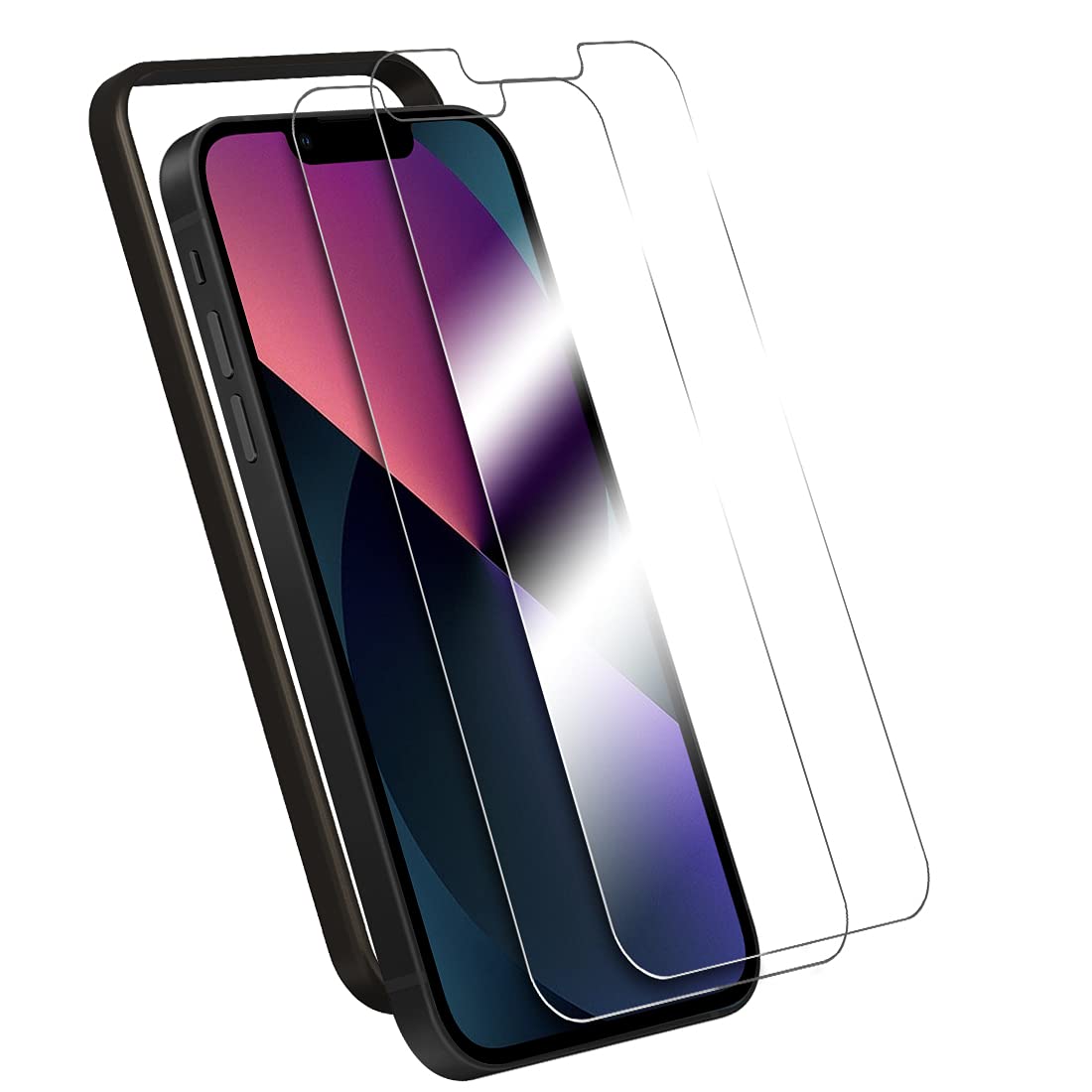 Amazon.co.jp: iPhone13 ガラスフィルム【ガイド枠付き】【2枚セット