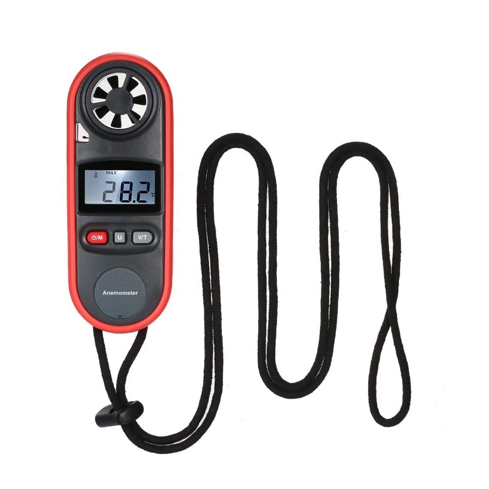 Anemómetro Digital de Mano con Interfaz USB, medidor portátil de Temperatura, Humedad, Velocidad del Viento con retroiluminación LCD y caudalímetro.