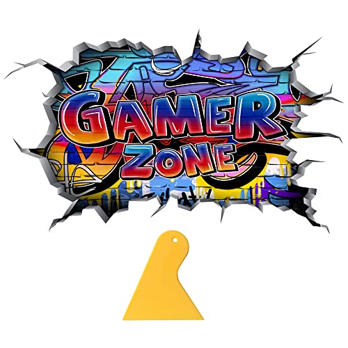 JPGhaha 2 Piezas Adhesivos de Pared de 3D Gamer 90CM GAME ZONE Pegatina de Pared Gamer Póster de...