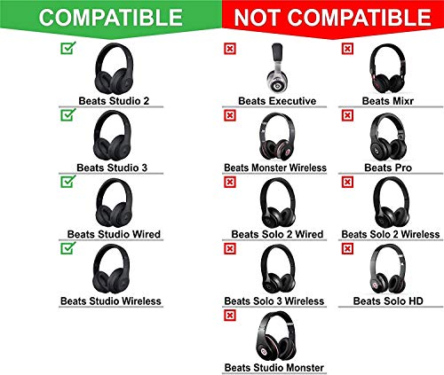 Almohadillas de repuesto para auriculares Beats Studio 2 y 3 (modelos B0501, B0500) con cuero más suave y espuma de memoria de alta densidad en color blanco miniatura 5