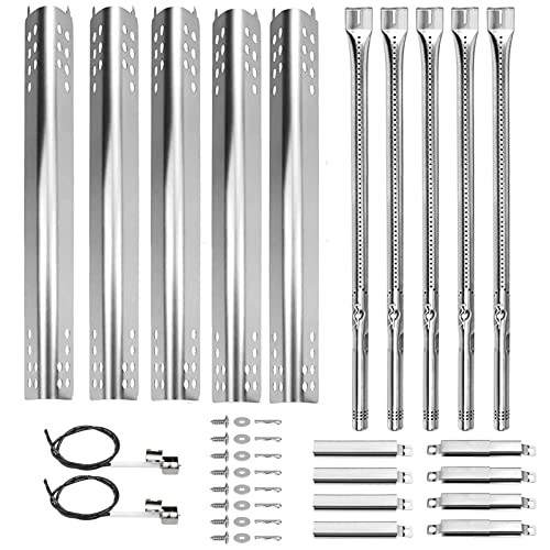 Hisencn Grill Replacement Parts For Charbroil Performance 5 Burner 463347519, 463347518, 463347017, 463673017, 463376018P2 Liquid Propane, Grill Burner, Heat Plate Tent Shield, Carryover Tube #TOP7