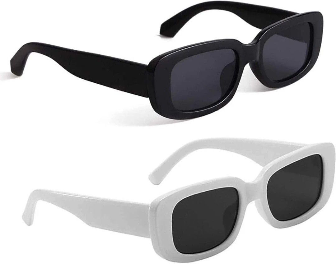 Full-frame Unisex Casual Black-White Polycarbonate Adult Square Sunglasses, Black CR39 Lens, Polarized, UV Protection-image-43