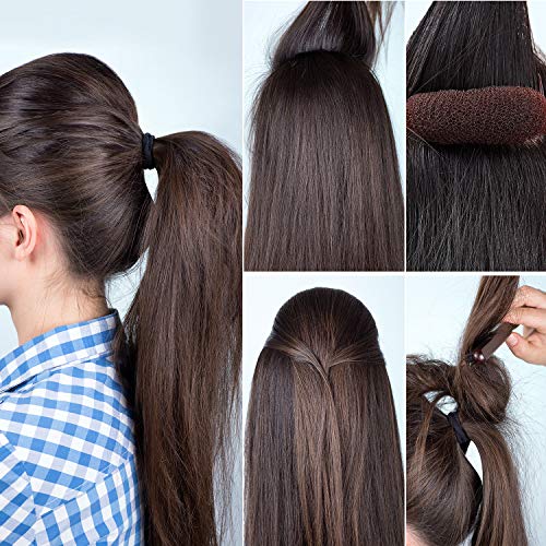 Foto von 8 Stück Bump It Up Volumen Haar Basis Set Styling Insert Flecht Werkzeug Haar Bump Up Kamm Clip Schwamm Brötchen Haar Pad Zubehör für Frauen Mädchen DIY Frisur