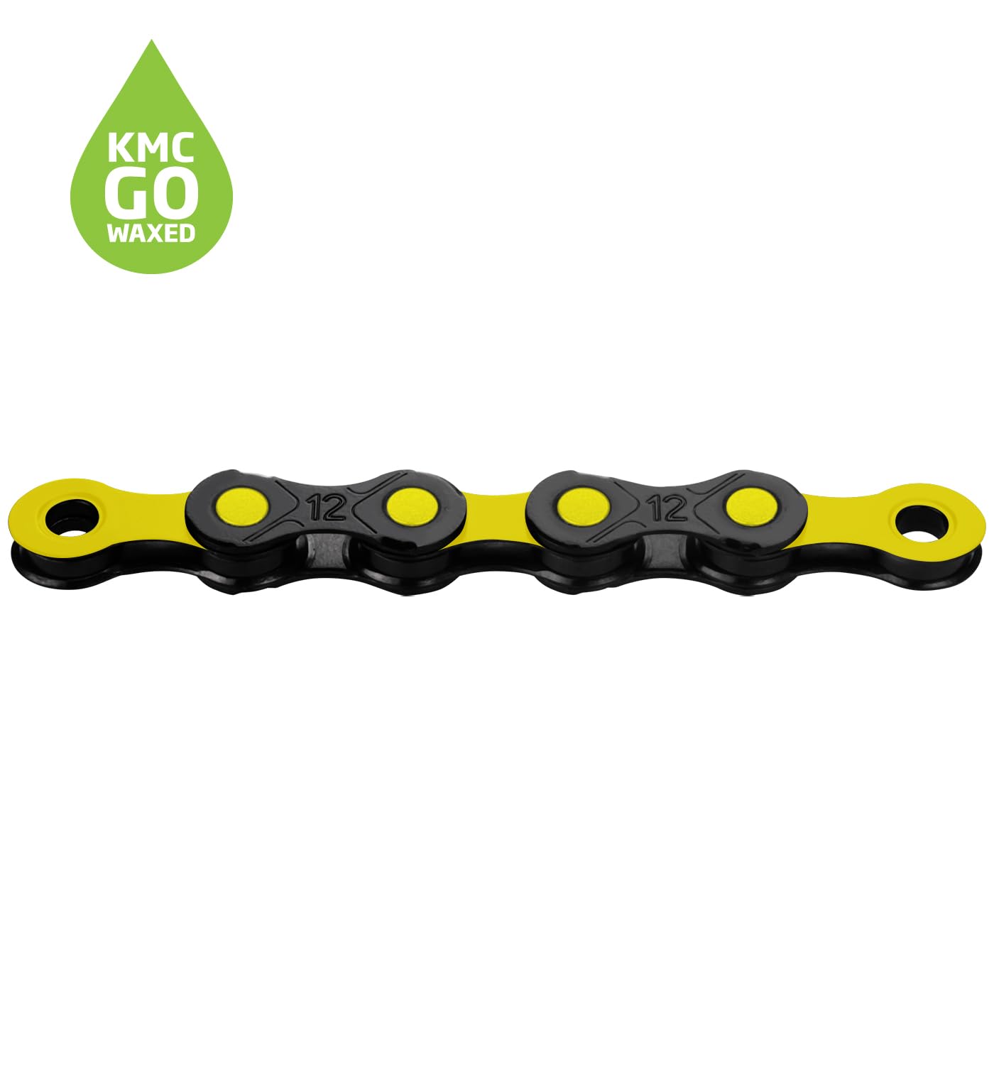 KMC DLC12 Waxed 12 Speed Chain, Black/Yellow, 126 Link - Image 2