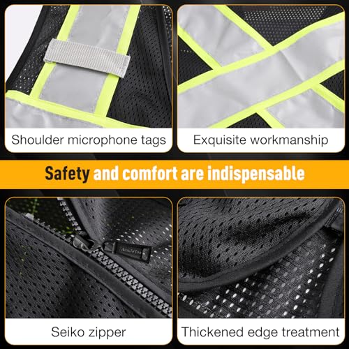 Image of Class 2 Safety Vest with Zipper Front and multiple Pockets, High Visibility Vest, Meets ANSI /ISEA Standards