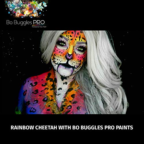 Bo Buggles Professional Face Paint Kit. Face Painting Palette No.1 Water-Activated Loved By Pro Painters For Vibrant Detailed Designs. 12X10 Gram Paints +2 Brushes. Safe Quality Makeup Paint Supplies #TOP2