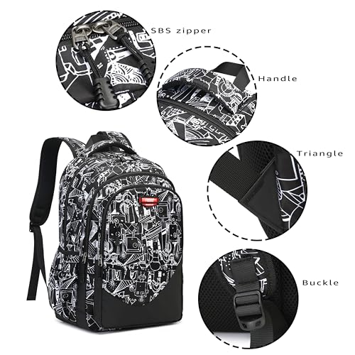 Image of Asge Large Nylon Backpacks for Boys & Girls, Waterproof Satchel with Print, School Bags for 8-16 Years