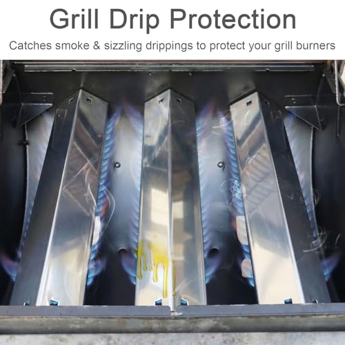 Image of CANDANA Heavy-Duty Stainless Steel Heat Plates Replacement for Char Griller 5050 5650 3001 3008 5072, 18 15 /16 x 3 7 /8 Inch Grill Heat Shields Flame Tamers