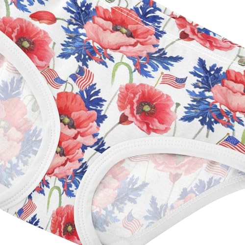 Joisal Cartoon Toddler Girls Underwear 2t Cotton Cute Panties Girl Red Floral Blue Leaves White Briefs Undies Kids4