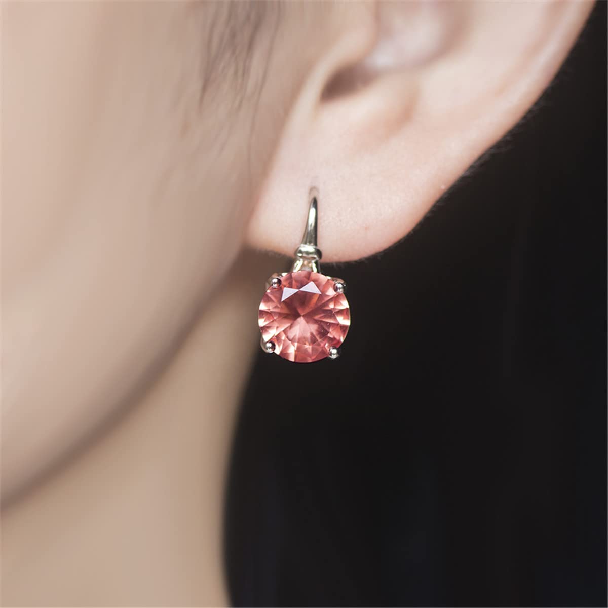 Pendientes Sultanit de plata de ley 925 que cambian de color, redondos, 10 mm, joyería de diáspora creada para regalo de mujer, cierre inglés, Piedra, diáspora sintética
