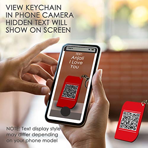 Image of exciting Lives - Personalized Secret QR Code Scan Message Keychain - Gift for Valentine's Day Birthday Anniversary - for Girlfriend Boyfriend Husband Wife Kids - Wooden