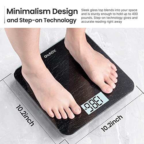 RENPHO Personenwaage, Körperwaage mit Hochpräzisions-Sensoren, Personen Digitalwaage mit Step-On-Technik, Gewichtswaage aus Sicherheitsglas, Marmor 6