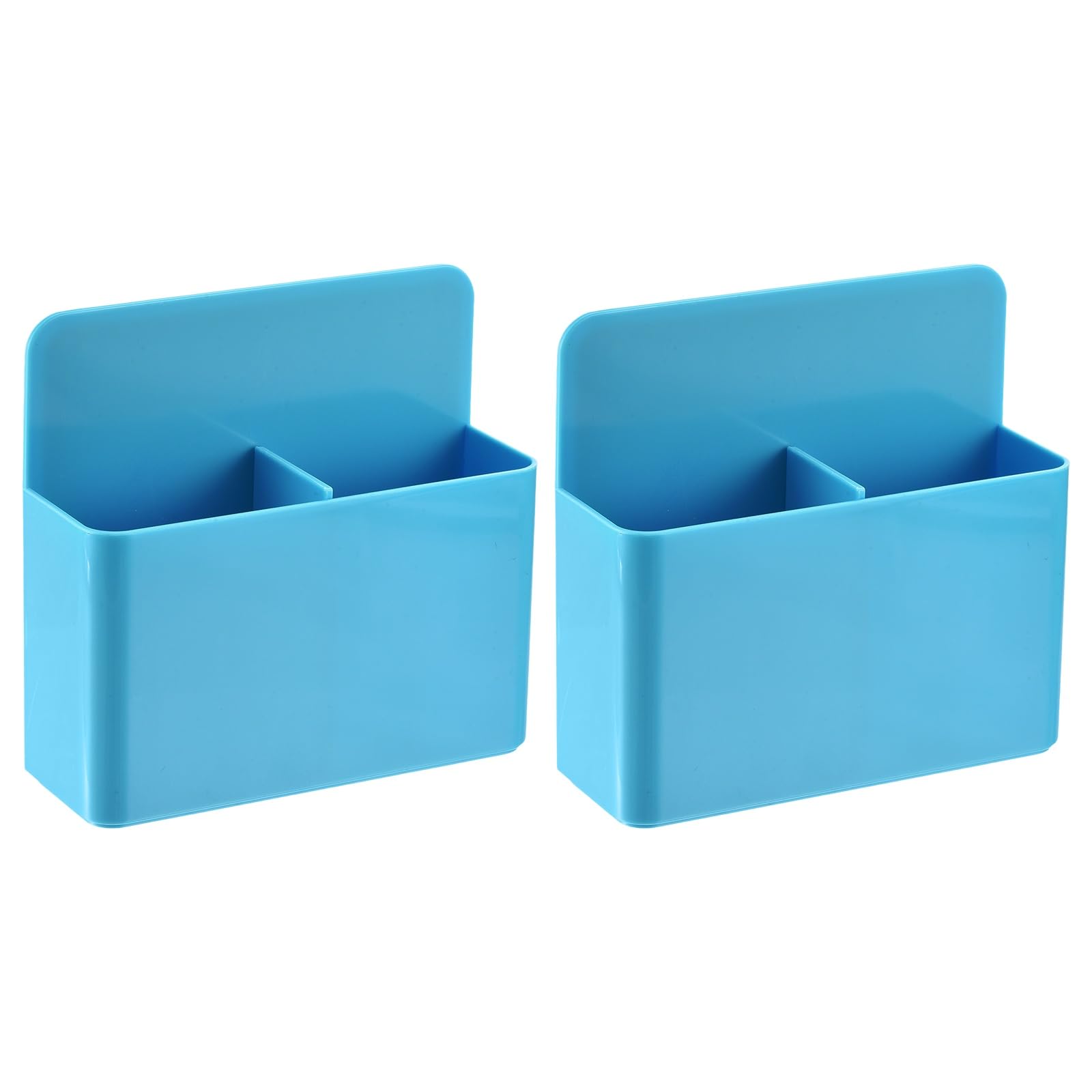 PATIKIL 2pcs Magnetic Pen Marker Holders, 125x40mm Dry Erase Marker Pencil Holder Cup Organizer for Classroom Home Office Refrigerator Whiteboard Locker, Blue, 4.7x4.9x1.6