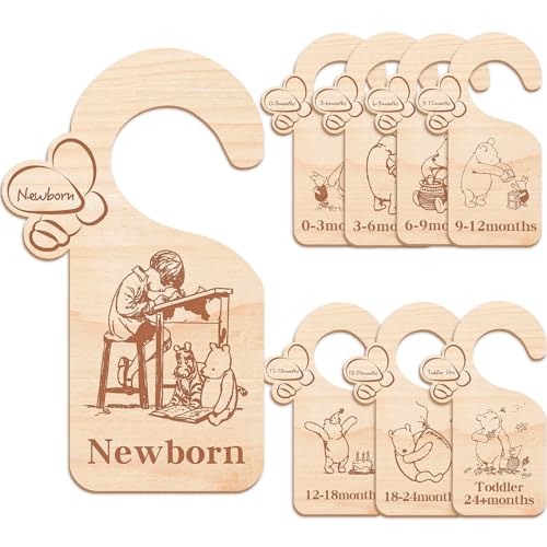 Image of Winnie Baby Closet Divider -Winnie Nursery Decor Wardrobe Baby Closet Organizer,Daisy Design Nursery Decor Clothes Hanger Dividers for Sorting 8 from Newborn to 24+ Months,bee