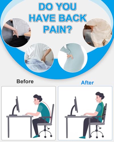 FAOKZE Ergonomisches RückenKissen aus Memory Foam, Memory Foam Rückenkissen für Bürostuhl & Sofa, Rückenkissen Stuhl mit Antistatischem (Grau)