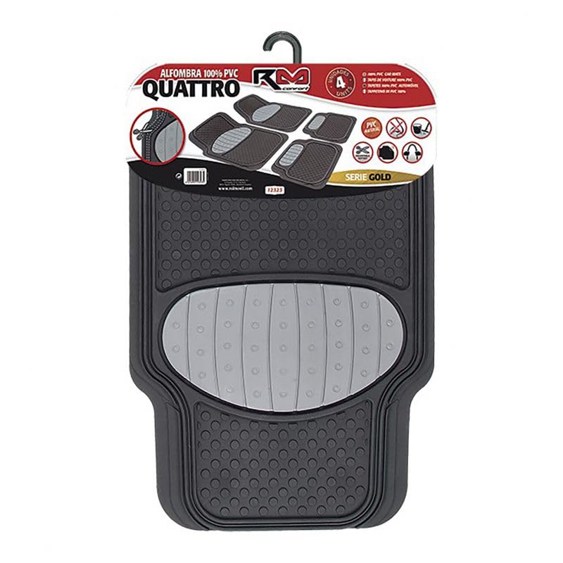 ROLMOVIL Juego de Alfombrillas Coche Universal 4 Piezas, PVC Serie Gold Bicolor con Talonera Reforzada, Antideslizantes y Resistentes, Protector Interior Auto, Fácil de Limpiar y Duraderas
