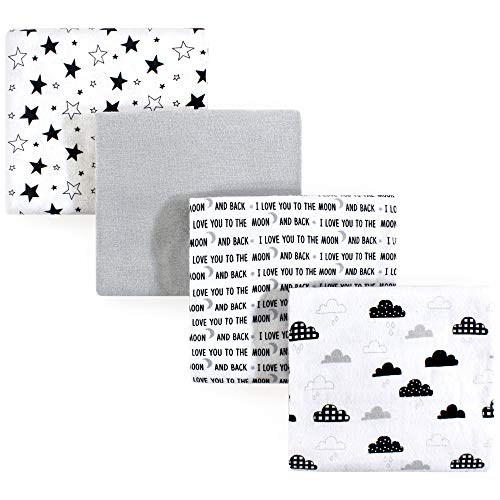 Hudson Baby Unisex Baby Cotton Flannel Receiving Blankets, Moon And Back, One Size