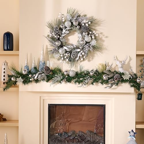 Valery Madelyn Christmas Garland with Lights for Mantle, 6ft Pre-lit Pine Garland with Ball Ornaments for Stairs Railing, Front Door, Window, Indoor Outdoor Xmas Holiday Party Decor by Valery Madelyn - Image 2