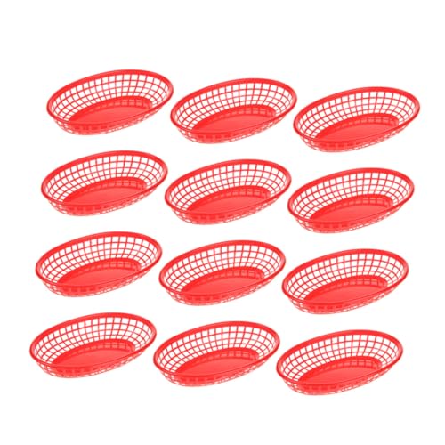 Alipis 12Pcs Boat Shaped Plastic Food Serving Tray Chip Burger Basket for Snacks Fruits Fries for Home Restaurant Ktv Decor
