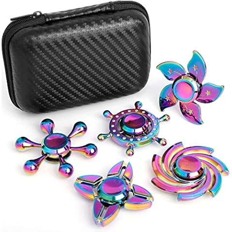 Rainbow Fidget Spinners Pack, Handheld Fingertip Gyro, Fidget Sensory Desk Toy Gadget for Office Classroom, Stress Relief Anti Anxiety Toy for Kid Adult, Christmas Birthday Gift Classroom Rewards Cover