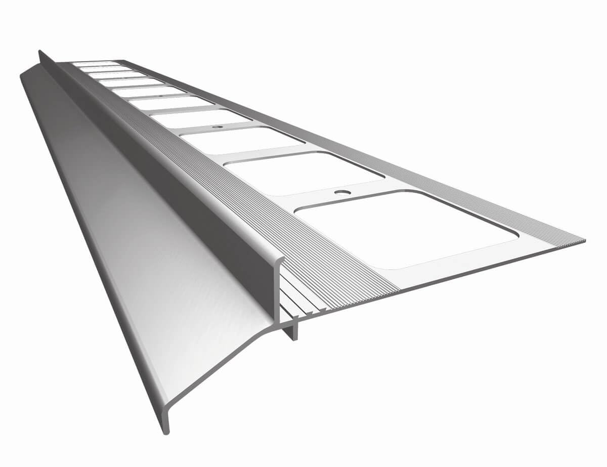 Renoplast® Aluminium Traufprofil K30 200cm Grau | Fertigstellung von Terrassen und Balkonen | Fliesenböden auf Klebemörtel | Wasser ablaufsysteme Winkelprofil | Korrosionsschutz Balkonprofile