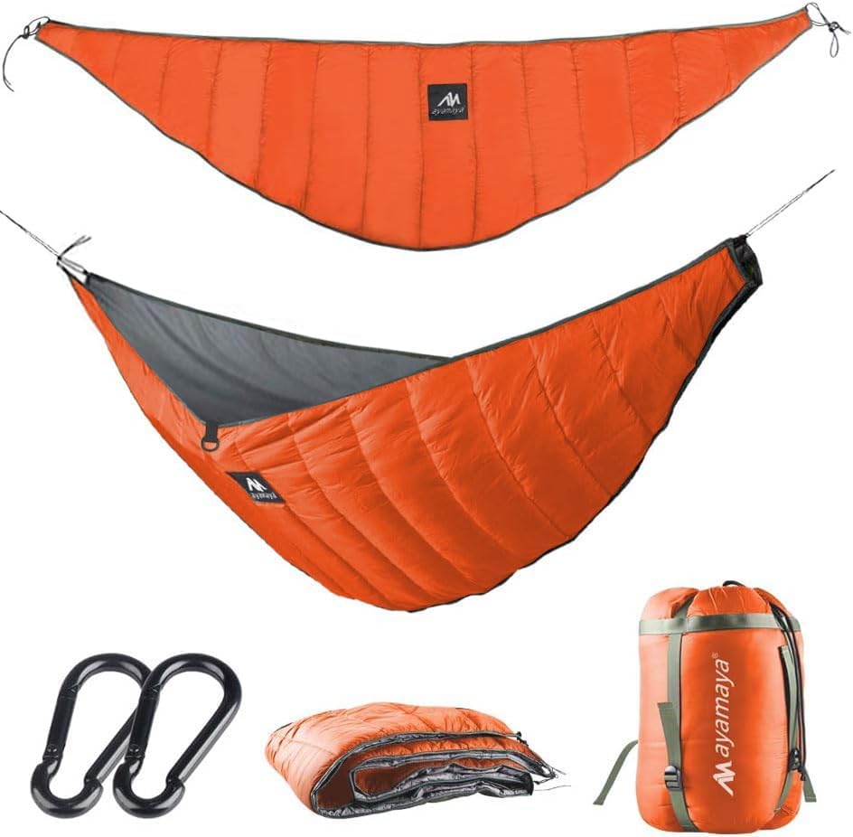 AYAMAYA Single & Double Hammock Underquilt Full Length Big Size Under Quilts for Hammocks, Camping Backpacking Essential, Winter Cold Weather Warm UQ Blanket Bottom Insulation