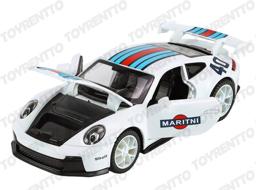 Image of 1:32 Scale Porsche Maritni Die-Cast Car Toy with Lights & Sound Pull Back Sports Car Model with Opening Doors & Hood Gift for Kids & Collectors