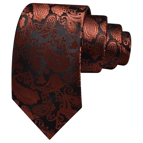 Image of GUSLESON 3.15 inch(8cm) Fashion Paisley Ties Mens Woven Jacquard Necktie for Wedding