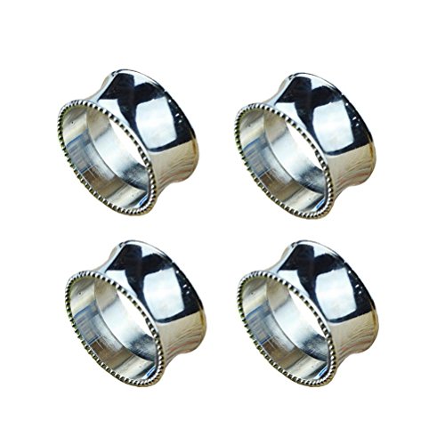 AmgateEu  Juego de 4 servilleteros de acero inoxidable para bandejas, las fiestas, días, bañado en plata diámetro 4,6 cm