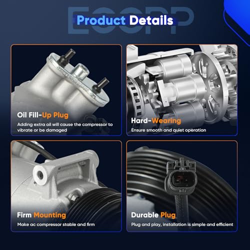 Image of ECCPP AC Compressor 2012-2017 Fit for Buick Verano 2.0L 2.4L | Fast Cooling Air Conditioning Compressor