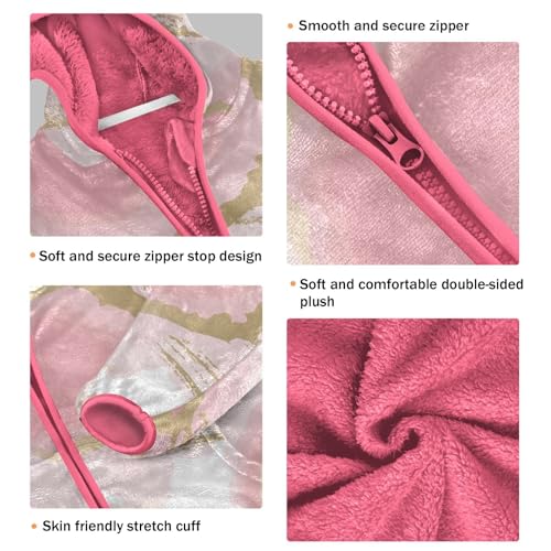 OTVEE Pink Gold Feather Dot Kids Hoodie Jacket Fall Spring Full Zip Warm Outwear Coat3