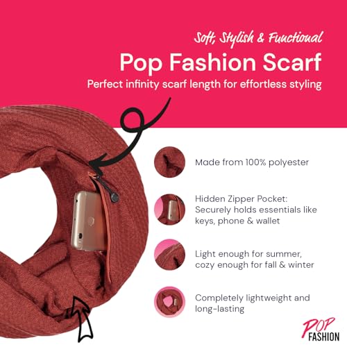 Warmin-Up Pocket Scarf - Lightweight Knot Travel Scarves, Infinity Scarves with Zipper Pockets2