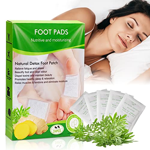 Utapossin Foot Pads Foot Patches, Parches Detox Para Pies, Parches para Pies, Parches Pies Desintoxicantes, Aceleran Metabolismo, Eliminan Toxinas Cuerpo Mejoran Sueño-24pcs, Ajenjo Cover