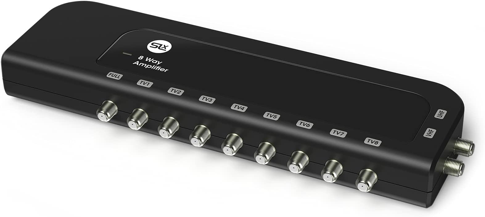 TV Signal Booster Aerial Amplifier, 8 Way Signal Distribution Amplifier with F-Type Connections, 4G & 5G Filtering, Indoor TV Aerial, HD TV/FM/DAB, Improved Energy Efficiency