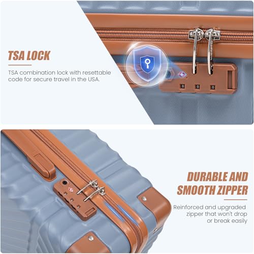 Image of Cosbarn Carry On Luggage 22x14x9 Airline Approved,3 Piece Luggage Set | Lightweight ABS Hardside Luggage,20Inch Carry On Suitcase,Suitcases with Wheels,TSA-Approved LocK,With Matching Backpack