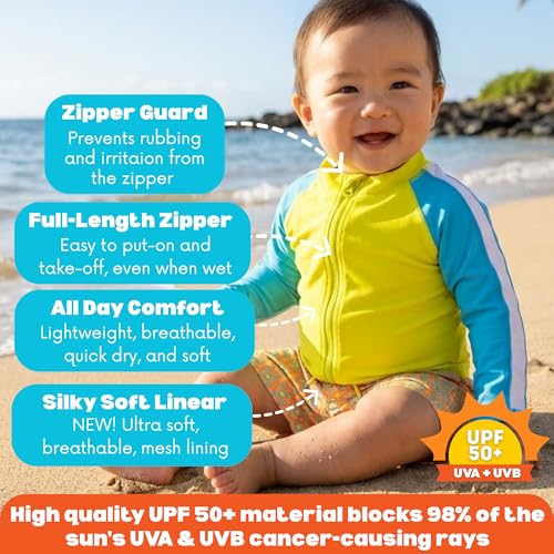Image of SwimZip Boys' Long Sleeve Rash Guard & Swim Shorts Set - UPF 50+ Sun Protection