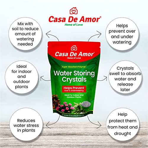 Image of Casa De Amor Water Storing Crystals | Water Retaining Super Absorbent Polymer for Plant, Soil Mixing and Hydroponics Gardening, Lucky Bamboo Plant (500 gm)
