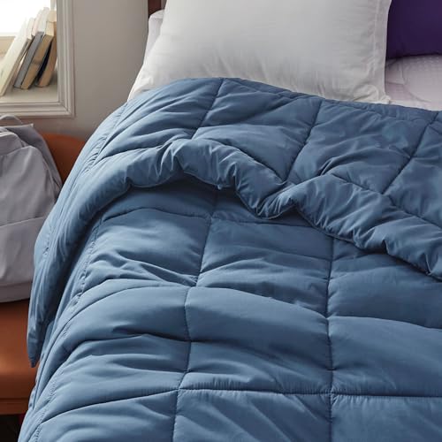 Image of Bedsure Comforter Duvet Insert - Quilted Comforters Twin Size, All Season Duvet, GentleSoft Down Alternative Bedding Blanket, with 8 Tabs, Gifts for Women /Men, Dark Slate Blue, Twin 88 x 68 Inches
