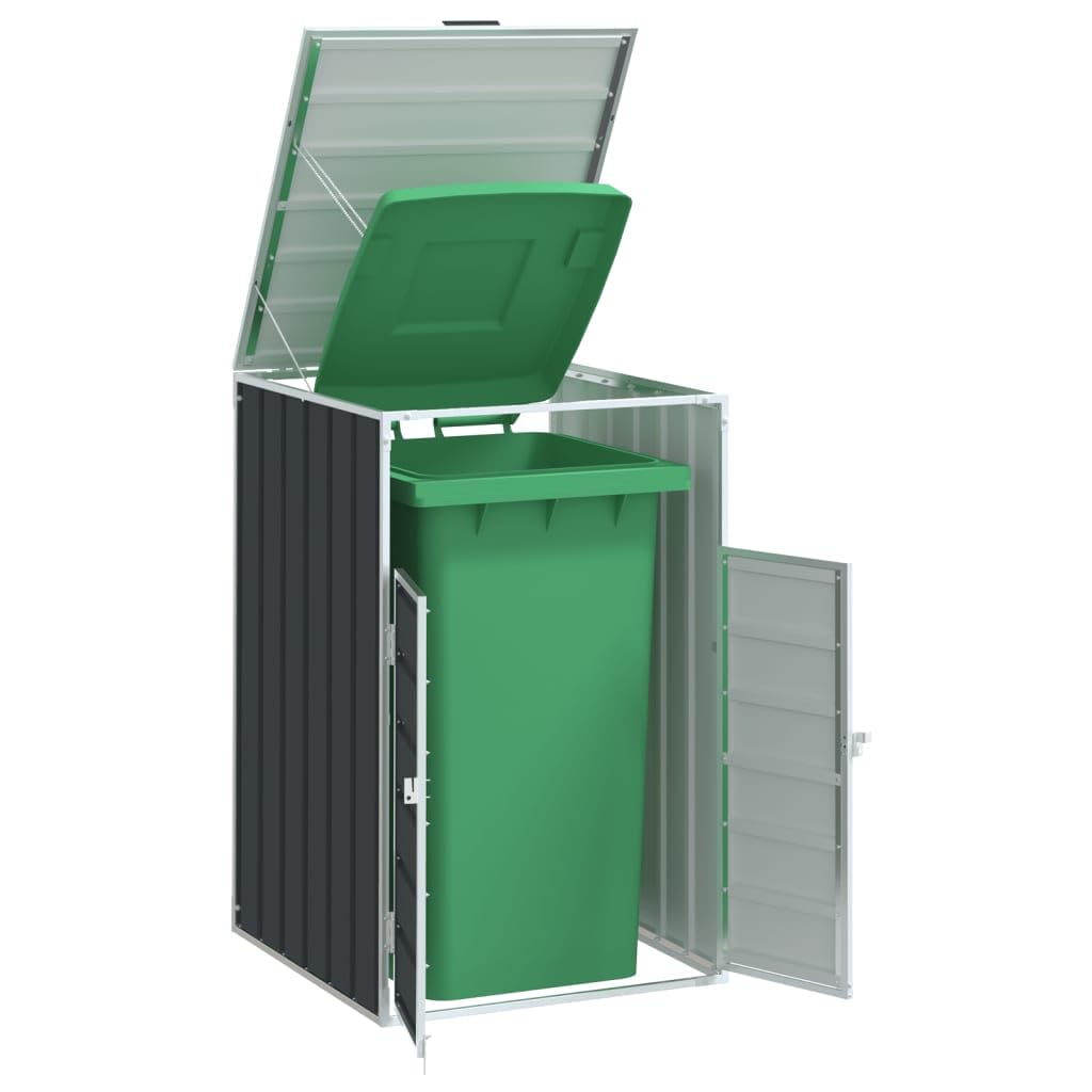 Gecheer Cobertizo de contenedor de Basura Acero Antracita 72x81x115 cm,Cubo de Basura,Almacenamiento de Cubos de Basura,Cobertizo para Papeleras Jardín