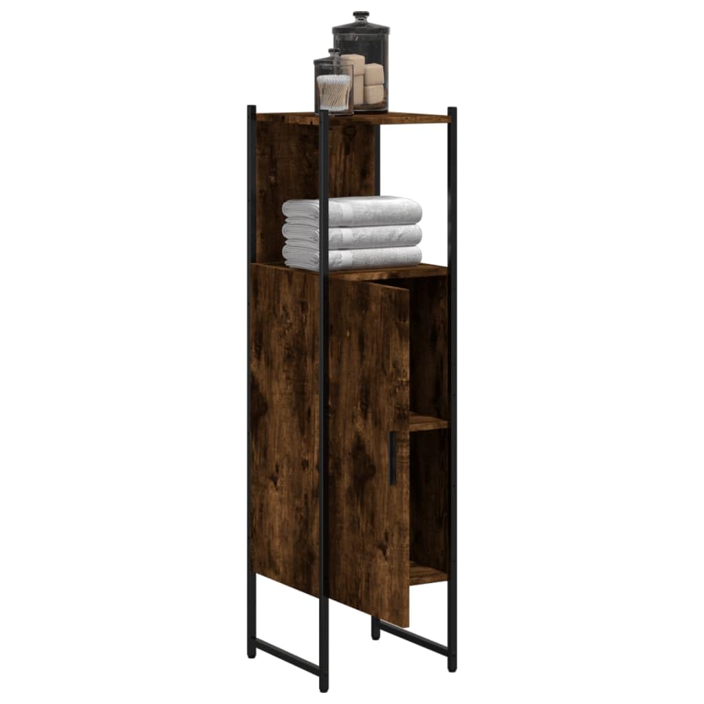 Szafka łazienkowa dąb wędzony 33 x 33 x 120,5 cm, materiał drewnopochodny, oszczędność miejsca, szafka łazienkowa z dużą ilością miejsca do przechowywania, do małych pomieszczeń, stabilna