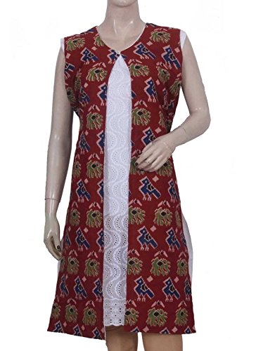 Red Kalamkari and Ikat 2 in 1 Coat 