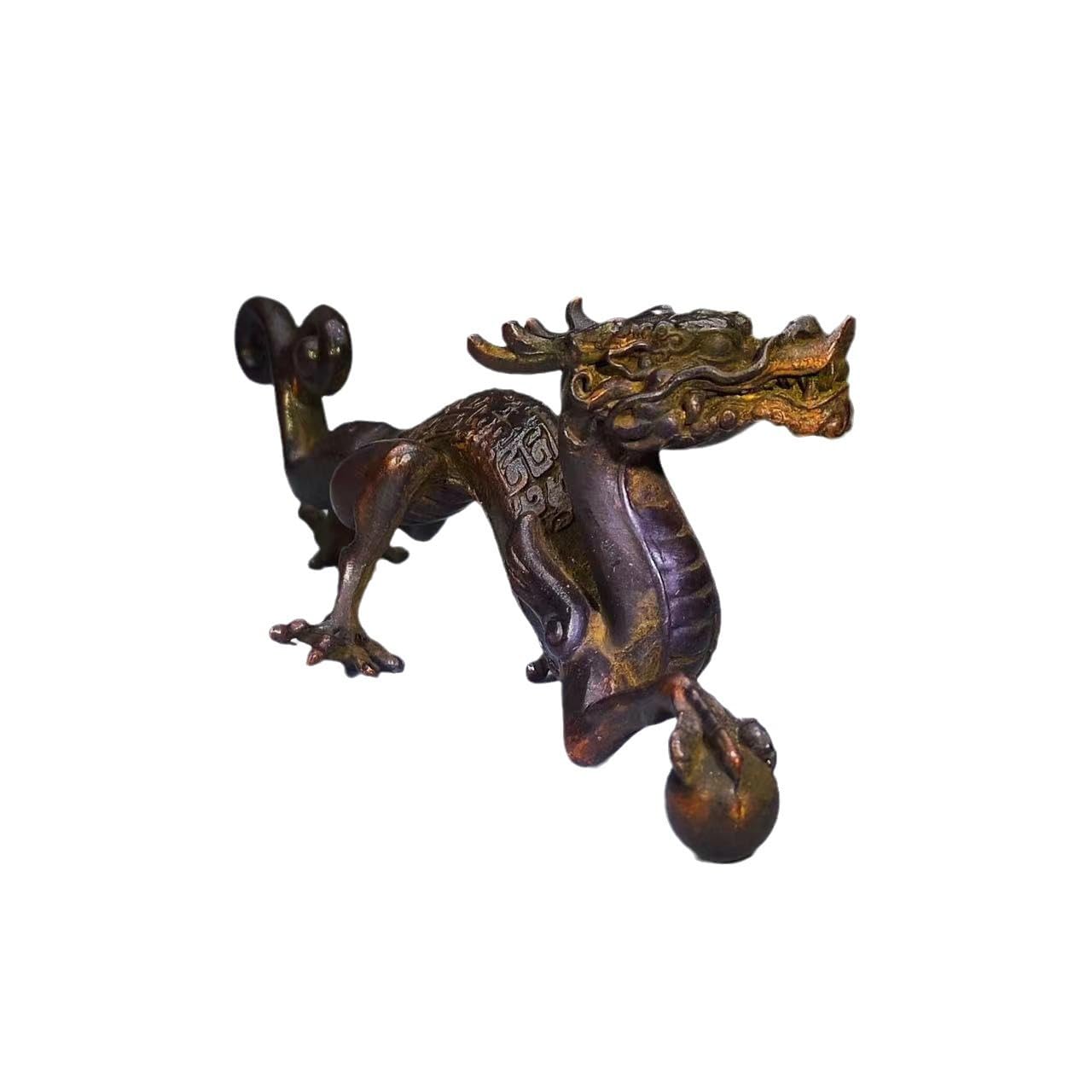 Huolimxun Antique Solid Copper Flying Dragon Ornament 13×5cm