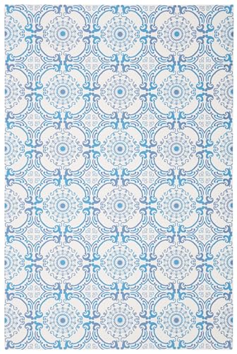 Tapete Vinílico Decorativo Azul e Marfil 99x152 cm miniatura 1