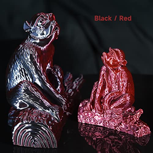 Image of Gratkit Silk Dual Color PLA Filament, Coextrusion PLA Filament 1.75mm, + /-0.03mm, 2 * 1KG /Roll, Silk PLA Black & Red 2KG