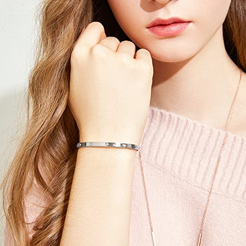 Lendplex Silver Gold Bracelet For Women,Love Friendship Bracelets Bangle With Cubic Zirconia Stones 18K Gold Plated Love Bracelet Jewelry Gifts For Women Teen Girls #TOP1