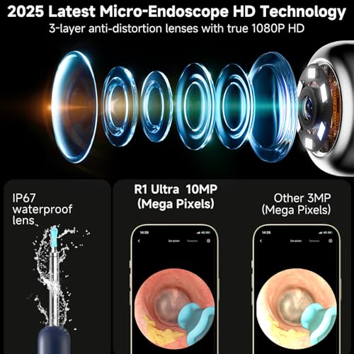 Image of BEBIRD R1 Ultra Ear Wax Remova, Ear Cleaner with Camera Ear Scope, Wax Remove Ear Pick with Ear Otoscope Tweezers, Visual Dropper Cleaning Kit, Ear /Nose /Throat Examination Tool for Family, Blue