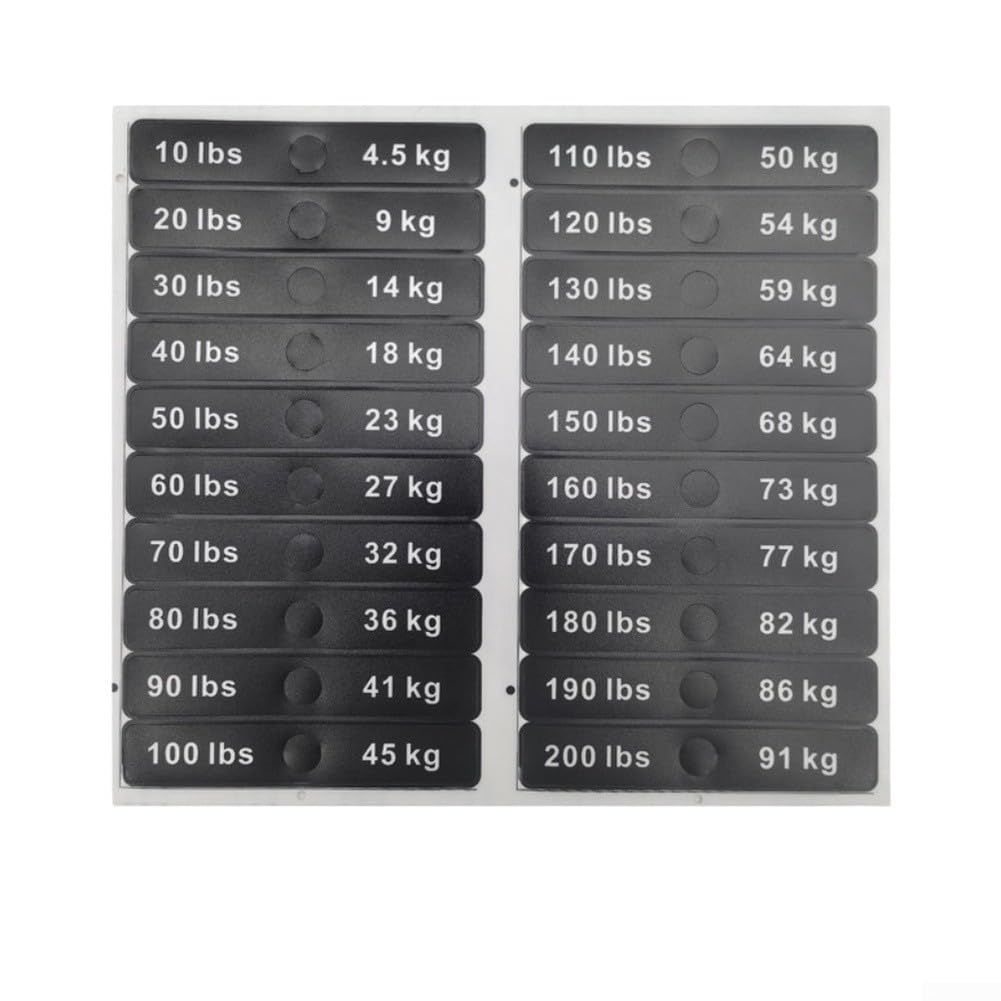Etiquetas Peso Gimnasio 4.5-91kg Adhesivas Plástico(12 * 2 * 0.1cm)