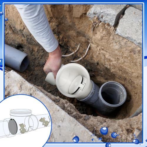 Image of Tondiamo 2 Pcs 4 inch PVC Backwater Valve Backflow Preventer Valve, White PVC