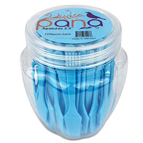 Pana Brand Cosmetic Make Up Disposable Plastic 2.5Inch Spatulas Skin Care Facial Cream Mask Spatula (100 Pieces In A Container) (Blue) #TOP4